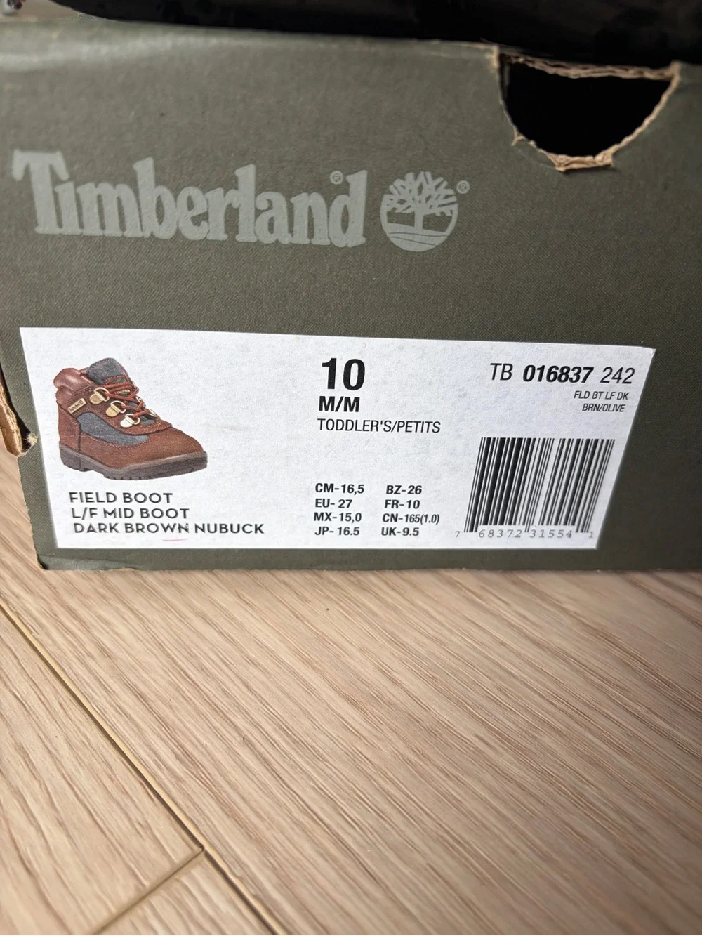 Timberland Kids Brown Leather & Green Mesh Hiker Field Boots